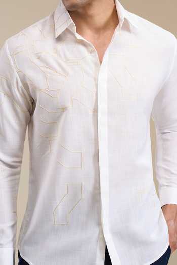 Shop_Line Out Line_White Placement Embroidered Shirt 