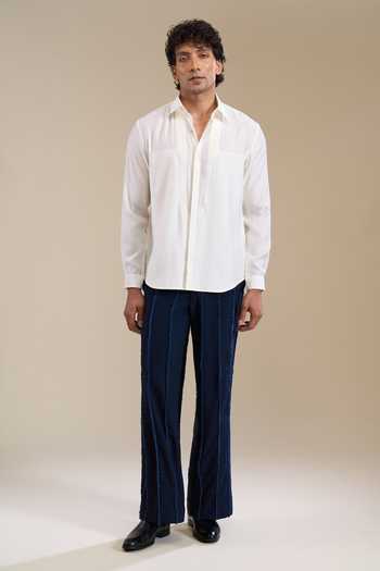 Buy_Line Out Line_White Pintuck Shirt _Online_at_Aza_Fashions