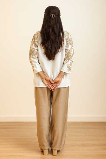 Nikita Vishakha Embroidered Raw Silk Top & Pant Set 