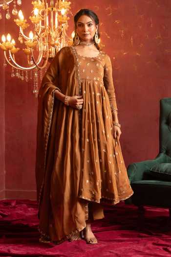 Pomcha Jaipur Zardozi Embroidered Anarkali Set 