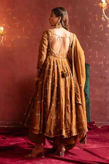 Pomcha Jaipur Zardozi Embroidered Anarkali Set 
