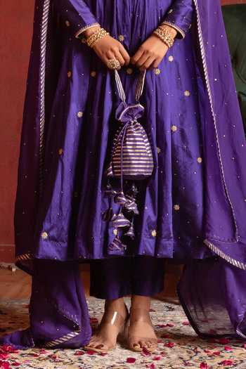 Buy Pomcha Jaipur Purple Taffeta, Organza Round Neck Zardozi Embroidered Anarkali Set Online at Aza Fashions Buy_Pomcha Jaipur_Purple Taffeta, Organza Round Neck Zardozi Embroidered Anarkali Set _Online_at_Aza_Fashions