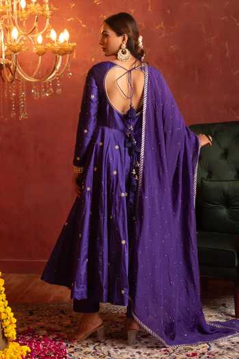 Pomcha Jaipur Zardozi Embroidered Anarkali Set 
