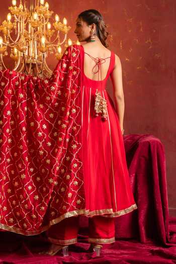 Pomcha Jaipur Gota Patti Work Anarkali Set 