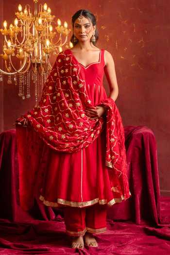 Pomcha Jaipur Gota Patti Work Anarkali Set 