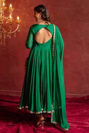 Pomcha Jaipur Gota Patti Organza Angarkha Set 