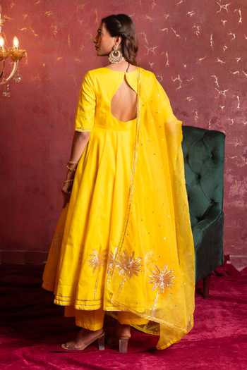 Pomcha Jaipur Gota Patti Organza Anarkali Set 