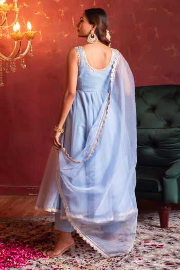 Pomcha Jaipur Gota Patti Organza Anarkali Set