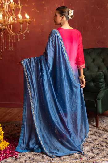 Pomcha Jaipur Dabka Zardozi Embroidered Kurta Set 
