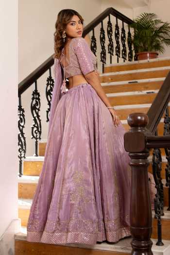 Pomcha Jaipur Mehfil Komal Tube Light Handwork Lehenga Set 