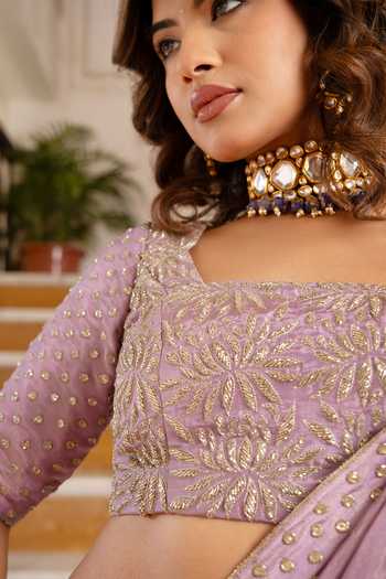 Buy Pomcha Jaipur Purple Silk Square Neck Mehfil Komal Tube Light Handwork Lehenga Set Buy_Pomcha Jaipur_Purple Silk Square Neck Mehfil Komal Tube Light Handwork Lehenga Set