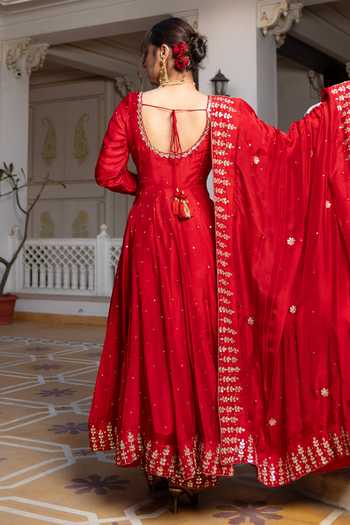 Pomcha Jaipur Mehfil Surkh E Laal Gota Patti Work Anarkali Set 