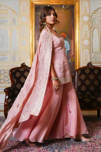 Pomcha Jaipur Mehfil Gota Patti Hand Embroidered Sharara Set