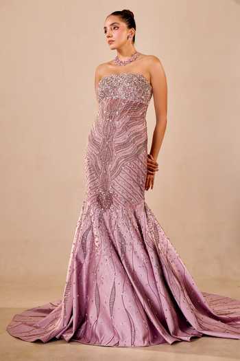 Buy Rachit Khanna Purple Satin Sequins, Bead , Stone Cutdana Embroidered Gown With Cape Online at Aza Fashions Buy_Rachit Khanna_Purple Satin Sequins, Bead , Stone Cutdana Embroidered Gown With Cape _Online_at_Aza_Fashions