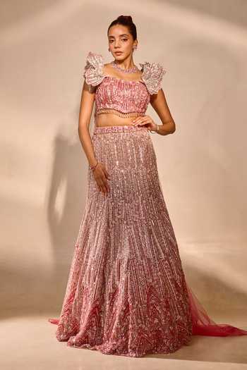 Rachit Khanna Pearl 3D Embellised Bustier & Skirt Set 