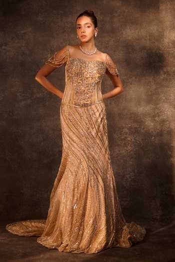 Rachit Khanna Embellished Corset & Mermaid Skirt Set 