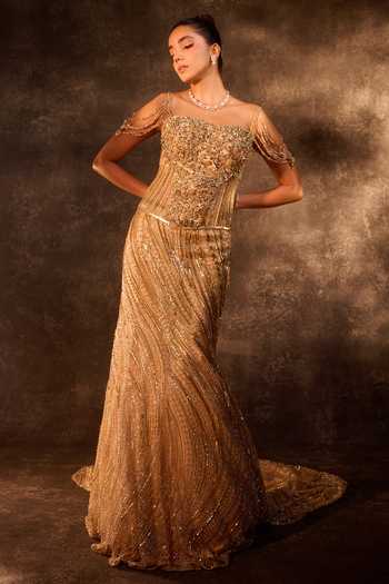 Rachit Khanna Embellished Corset & Mermaid Skirt Set 