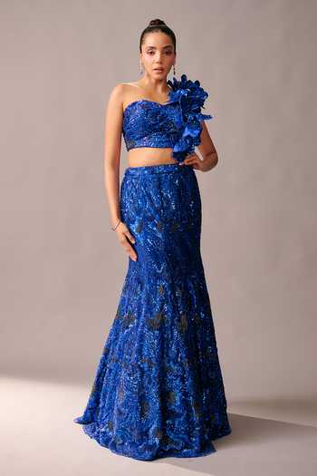 Rachit Khanna Sequin Embellished Bustier & Skirt Set 