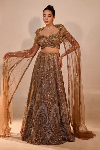 Rachit Khanna Sequin Work Blouse & Skirt Set 