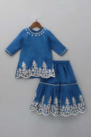 Rage Attire-Sweta Saria Bead Work & Gota Lace Sharara Set 