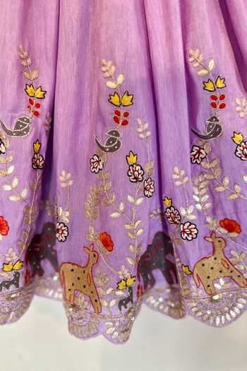 Buy_Rage Attire-Sweta Saria_Purple Silk, Bemberg Safari Embroidered Lehenga And Blouse Set _Online_at_Aza_Fashions