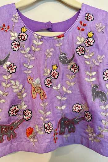 Shop_Rage Attire-Sweta Saria_Purple Silk, Bemberg Safari Embroidered Lehenga And Blouse Set _Online_at_Aza_Fashions