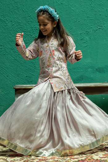 Rage Attire-Sweta Saria Flamingo Bird Work Jacket & Lehenga Set 