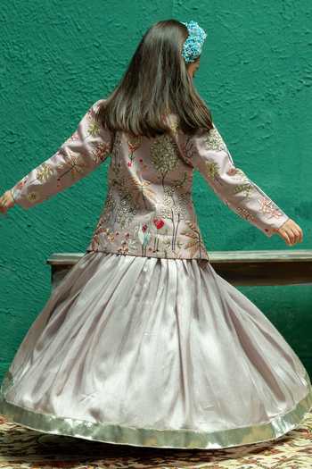 Rage Attire-Sweta Saria Flamingo Bird Work Jacket & Lehenga Set 