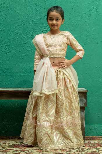 Rage Attire-Sweta Saria Geometric Gota Lace Lehenga Set 