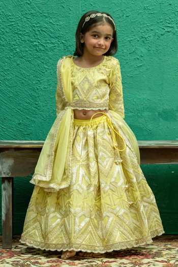 Rage Attire-Sweta Saria Geometric Gota Lace Lehenga Set 
