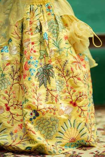 Rage Attire-Sweta Saria_Yellow Silk, Bemberg Nature Vibes Lehenga Jacket Set _at_Aza_Fashions