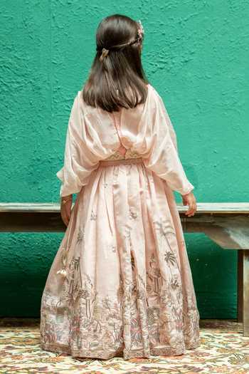Rage Attire-Sweta Saria Flamingo & Floral Embroidered Lehenga With Top 