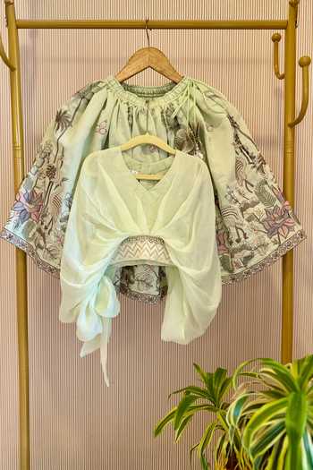 Rage Attire-Sweta Saria Flamingo & Floral Embroidered Lehenga With Top 