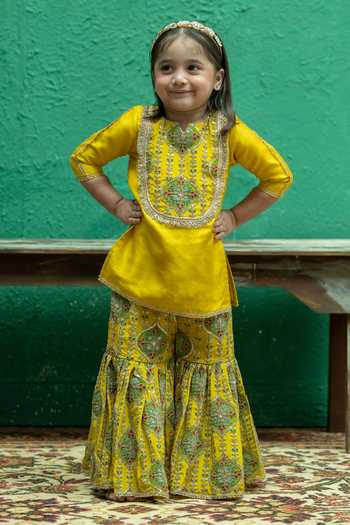 Rage Attire-Sweta Saria Gota Work Kurta & Printed Sharara Set 