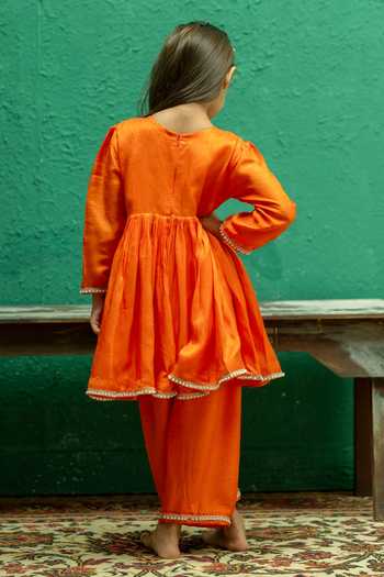Rage Attire-Sweta Saria Sunset Mirror Work Kurta & Pant Set 