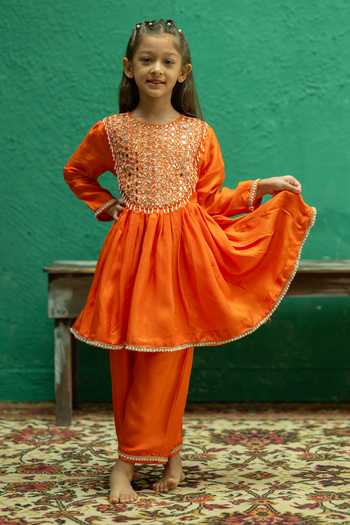 Rage Attire-Sweta Saria Sunset Mirror Work Kurta & Pant Set 