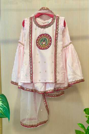 Rage Attire-Sweta Saria Dancing Peacock Patch Kurta Sharara Set 