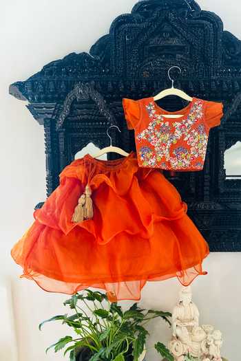 Rage Attire-Sweta Saria Layered Lehenga & Blouse Set 