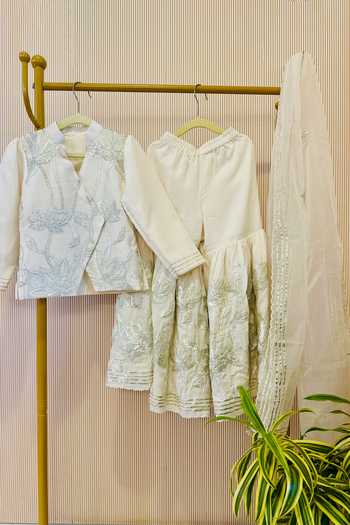 Rage Attire-Sweta Saria Bloom Gota Lace Jacket & Sharara Set 