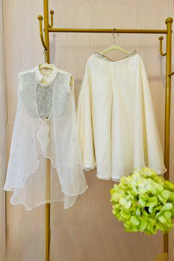 Rage Attire-Sweta Saria Noor Sheer Cape Jacket Set 
