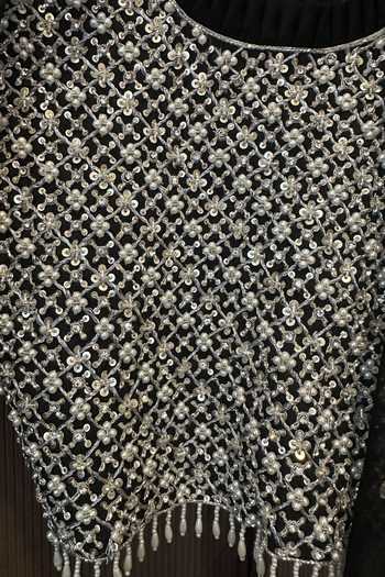 Buy_Rage Attire-Sweta Saria_Black Organza Noor Cape Jacket Set _Online_at_Aza_Fashions