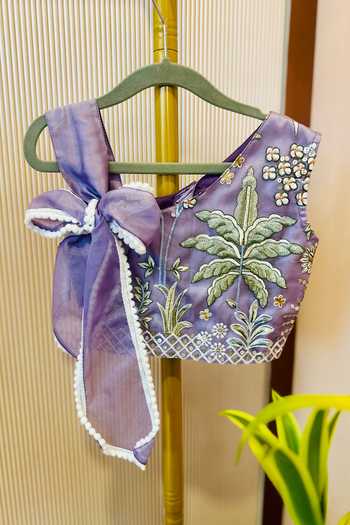 Rage Attire-Sweta Saria Purple Organza Flamingo And Floral Embroidered Lehenga With Blouse Online at Aza Fashions Rage Attire-Sweta Saria_Purple Organza Flamingo And Floral Embroidered Lehenga With Blouse _Online_at_Aza_Fashions
