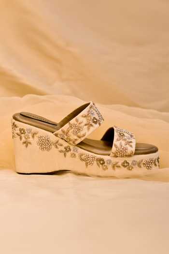 Shop_Around Always_Gold Zuri Embellished Wedges _Online_at_Aza_Fashions