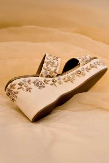 Around Always_Gold Zuri Embellished Wedges _at_Aza_Fashions