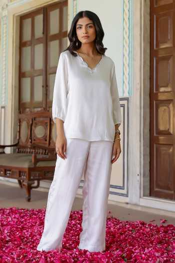 Gulaal Sequin Embroidered Back Top & Pant Set 