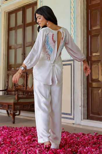 Gulaal Sequin Embroidered Back Top & Pant Set 