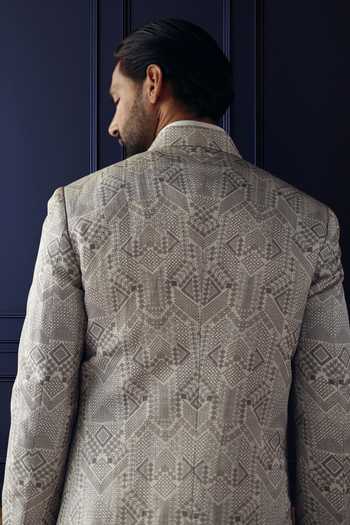Raghavendra Rathore Jodhpur The Arcadia Geometric Print Achkan 