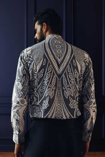 Raghavendra Rathore Jodhpur Royal Blue Printed Shirt 