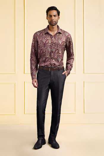 Raghavendra Rathore Jodhpur Imperial Garnet Printed Shirt 