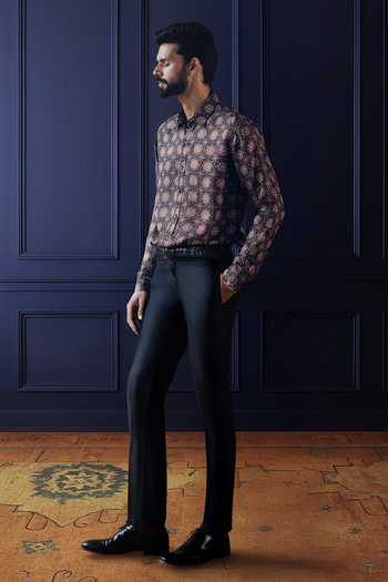 Raghavendra Rathore Jodhpur Black Silk, Twill Midnight Mosaic Print Shirt Online at Aza Fashions Raghavendra Rathore Jodhpur_Black Silk, Twill Midnight Mosaic Print Shirt _Online_at_Aza_Fashions